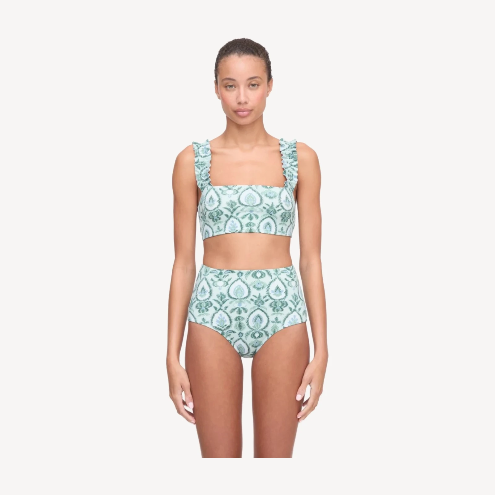 The Teagan Bikini Set - Green Palm Ikat