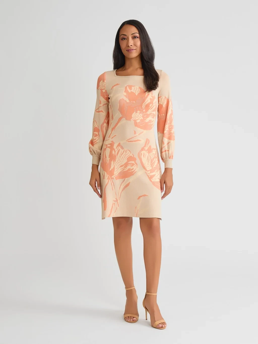 Floral A-Line Burnout Soft Knit Dress