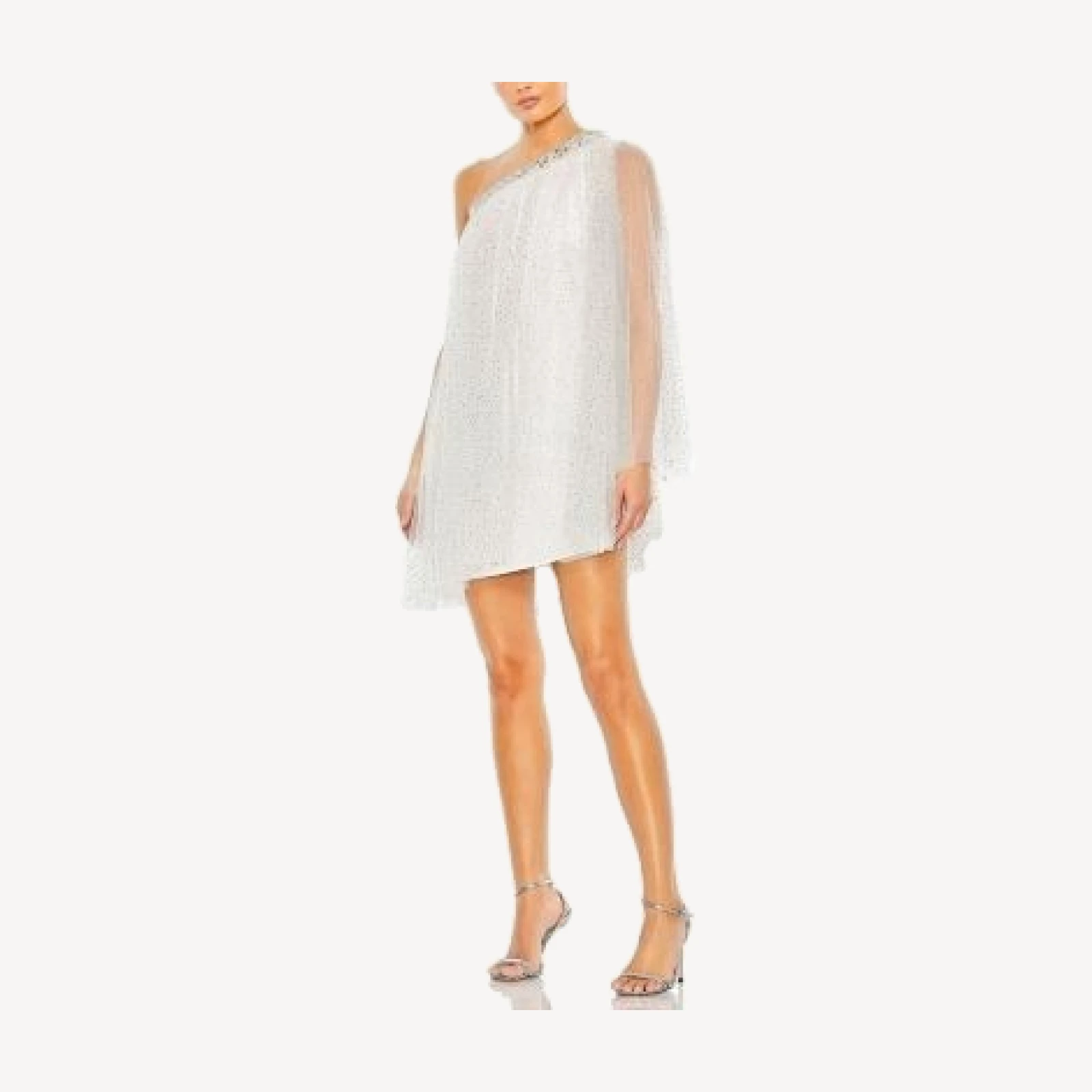 Mac Duggal One Shoulder Embellished Tulle Mini Dress