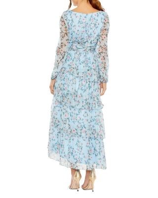 Mac Duggal Gathered Tiered Midi Dress