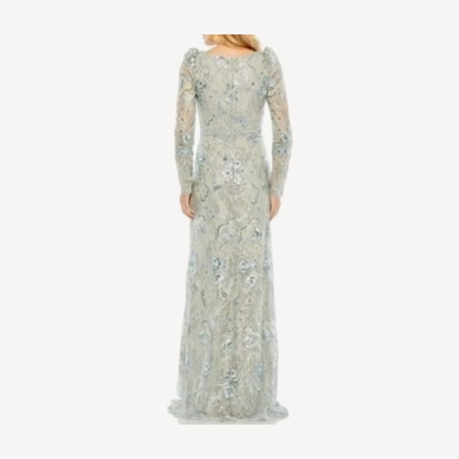 Mac Duggal Embroidered Wrap Over Puff Sleeves Trumpet Gown