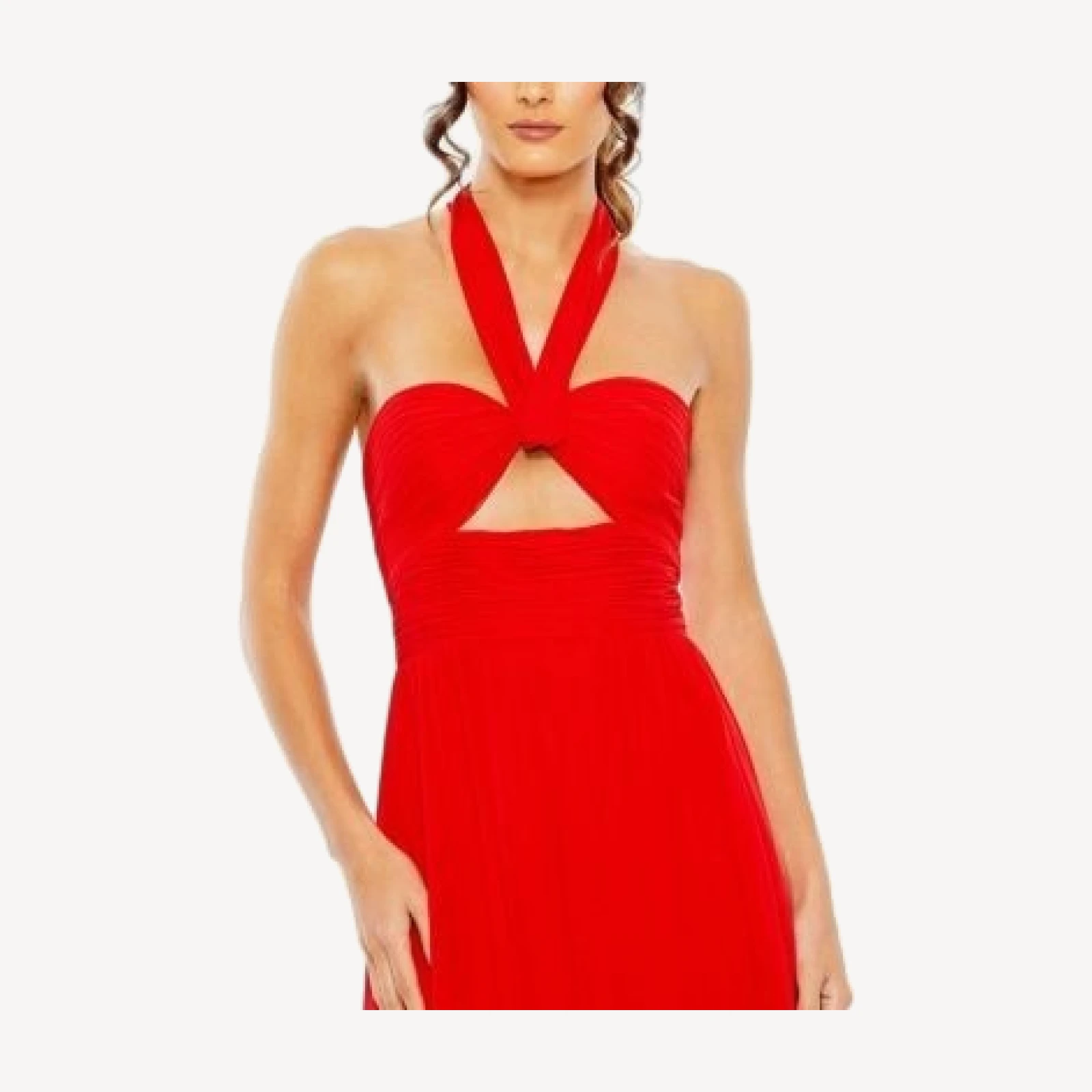 Mac Duggal Ruched Halter Strap Keyhole Chiffon Gown