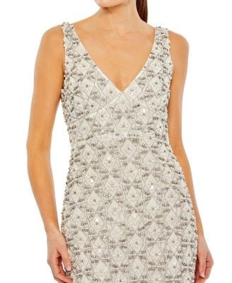 Mac Duggal Fully Beaded Sleeveless Column Dress