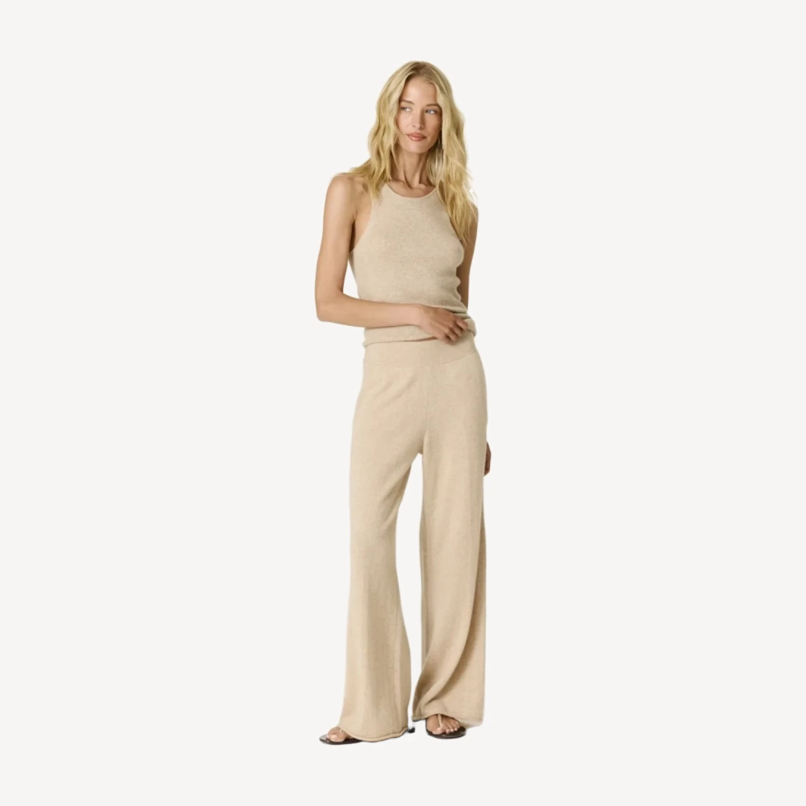 ANASTASIA WIDE LEG PANT - FLAX