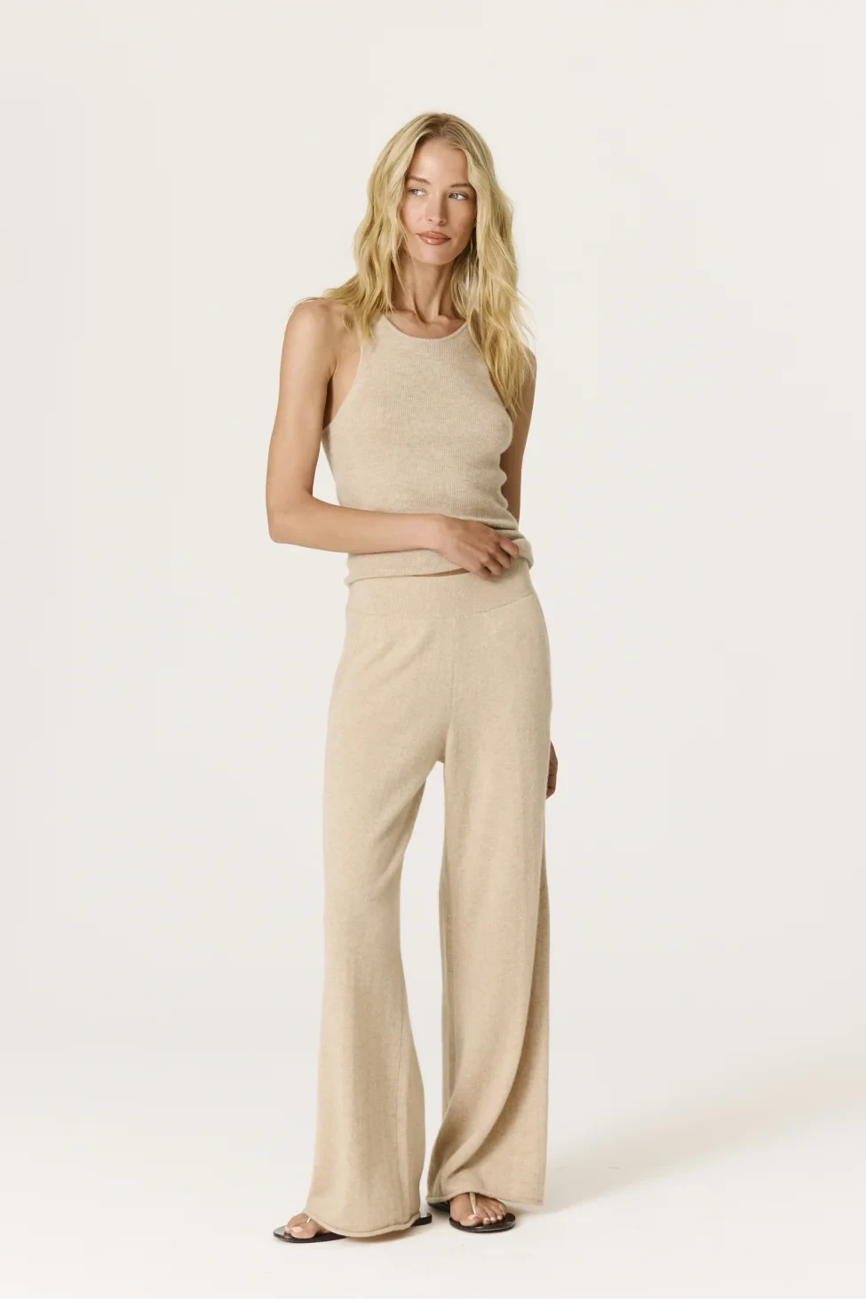ANASTASIA WIDE LEG PANT - FLAX