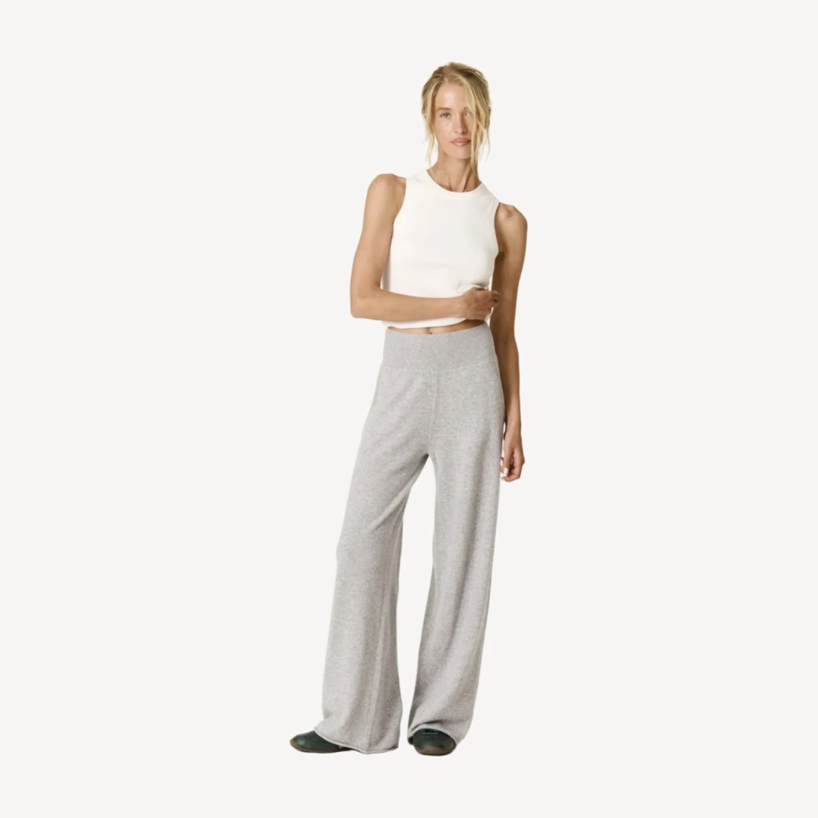 ANASTASIA WIDE LEG PANT - SHADOW HEATHER