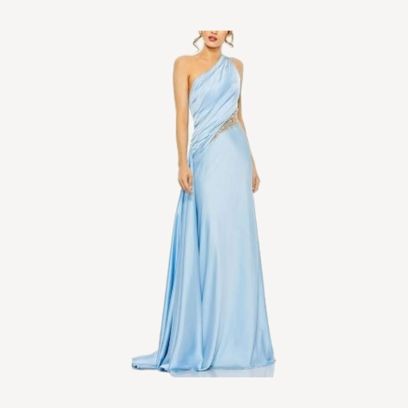 Mac Duggal One Shoulder Embellished Satin Gown