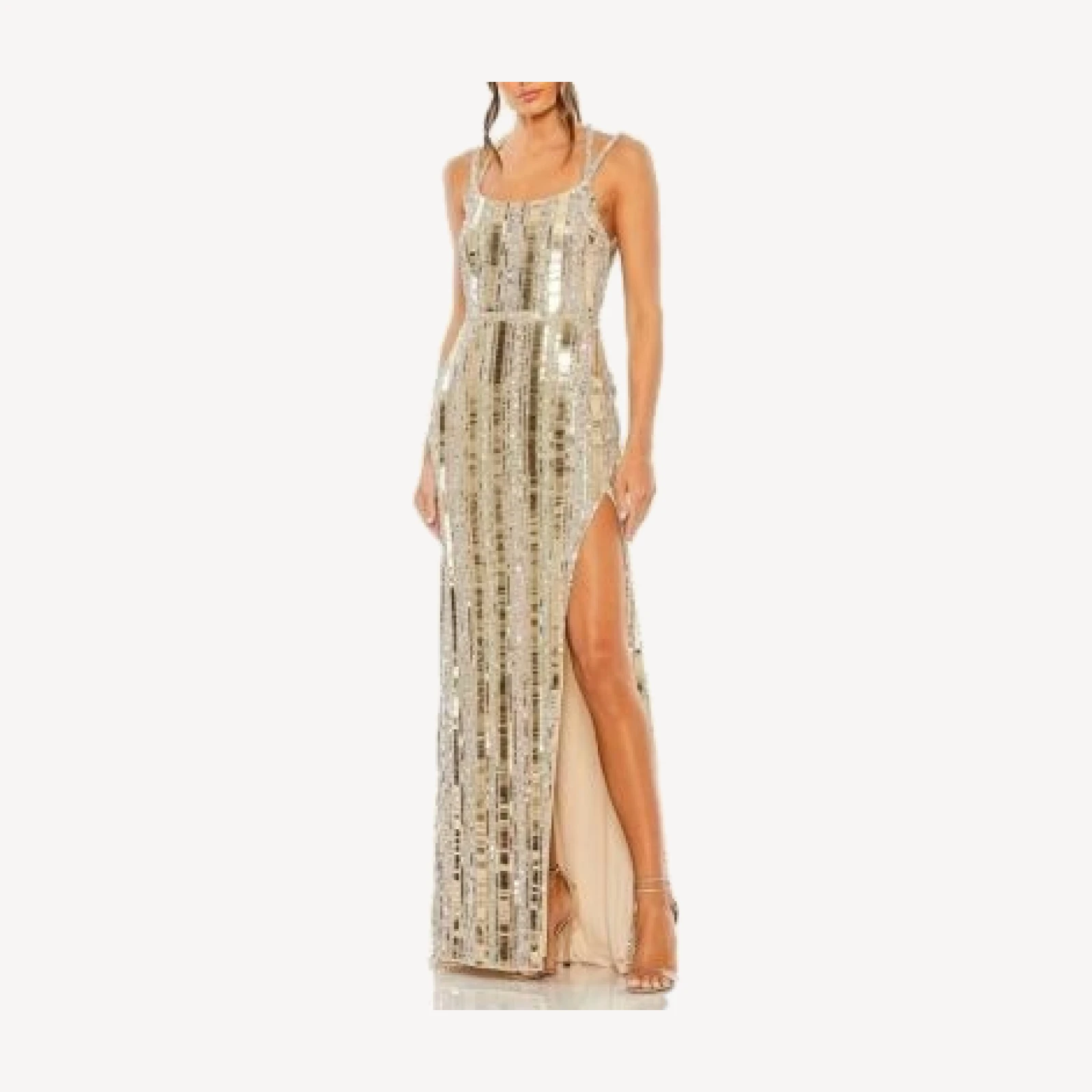 Mac Duggal Halter Neck Embellished Detailed Back Gown