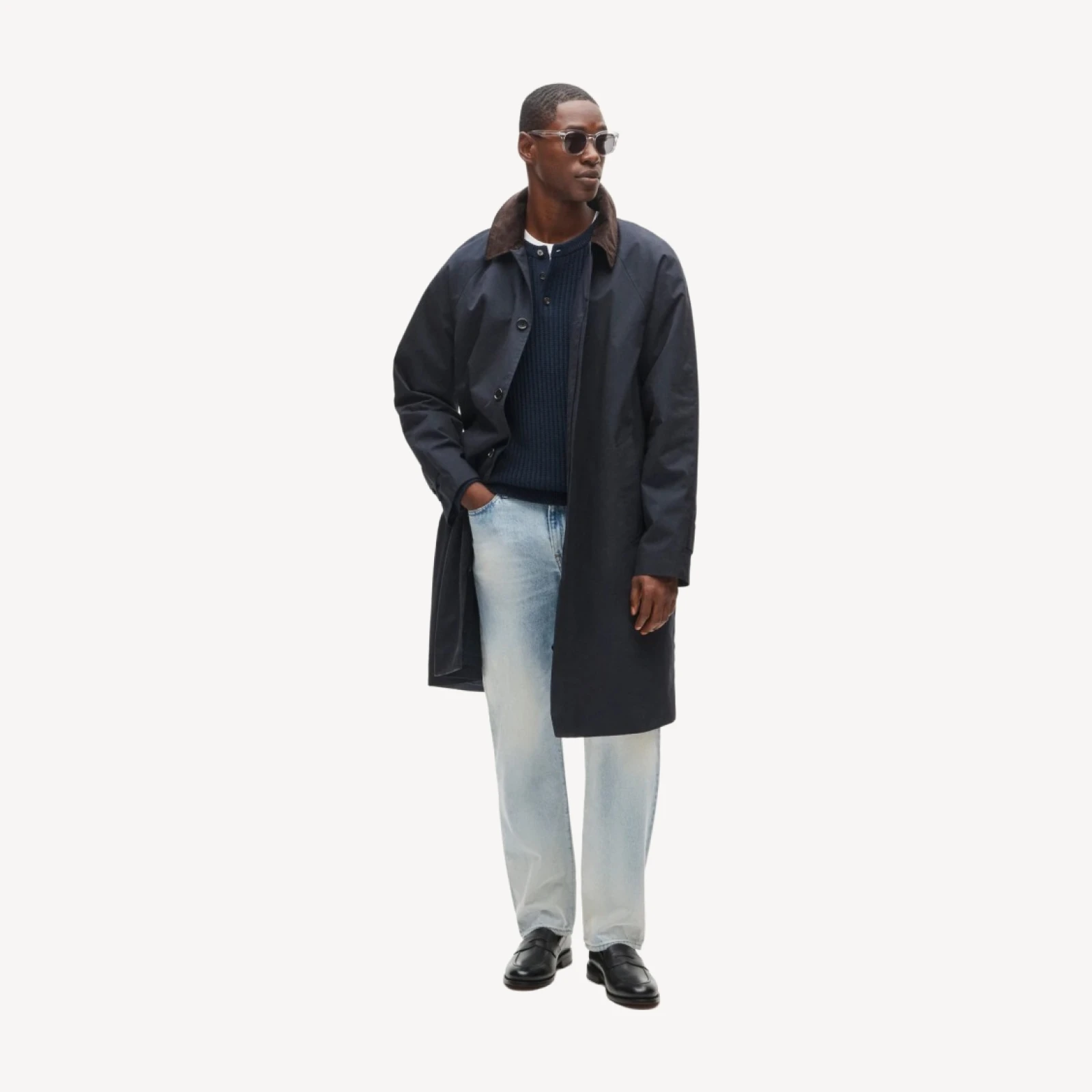 Balmacaan coat in cotton blend