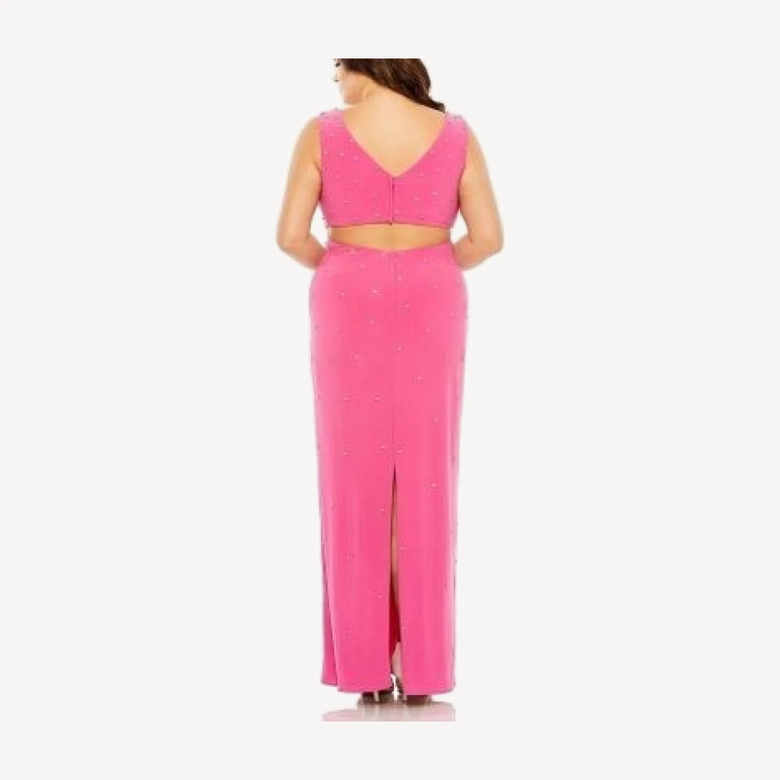 Mac Duggal Plus Size Rhinestone Embellished Open Back Jersey Gown