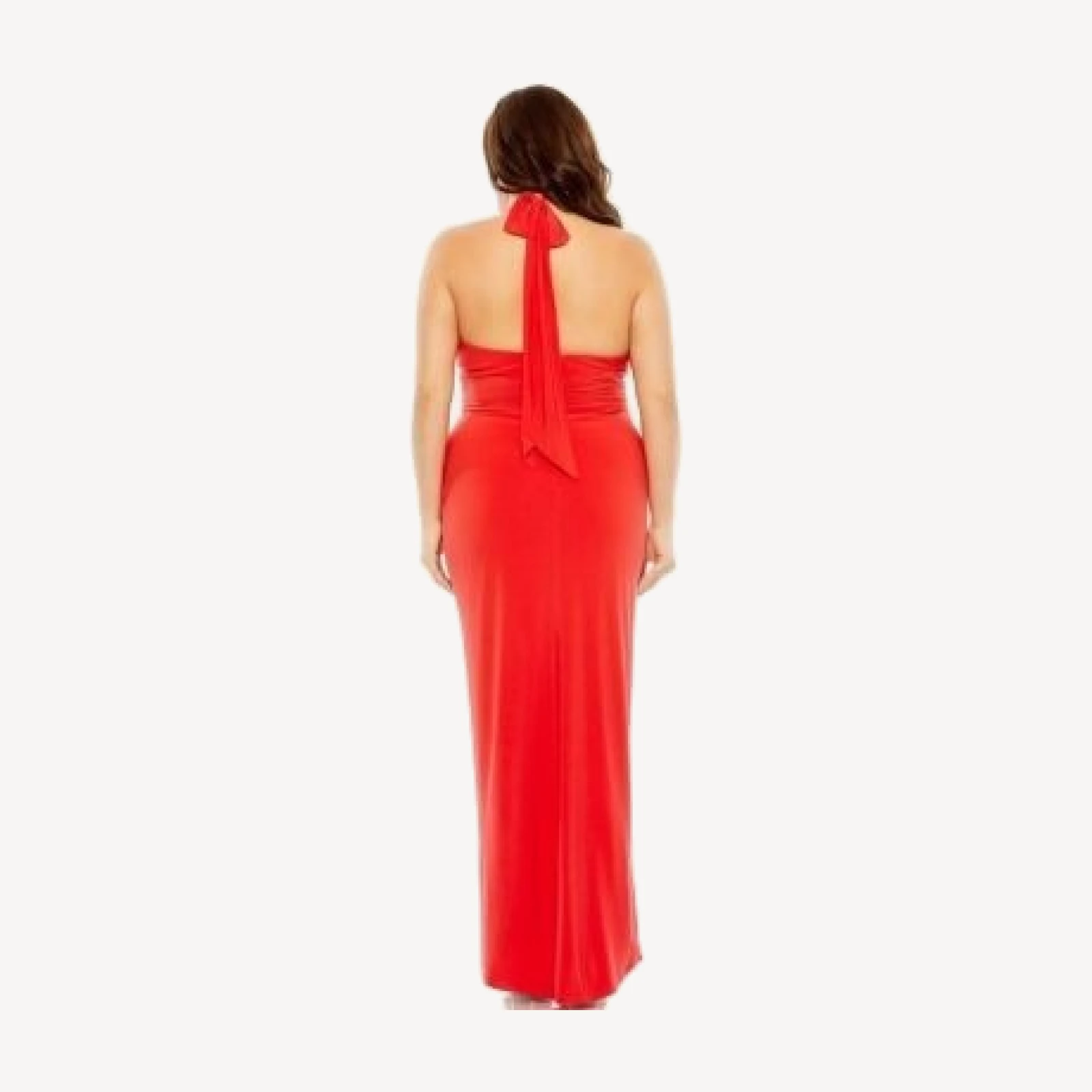 Mac Duggal Halter Tie Keyhole Slit Detail Gown