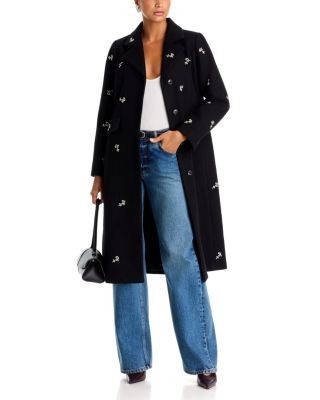 Aqua Embellished Faux Wool Coat - Exclusive, photo 2
