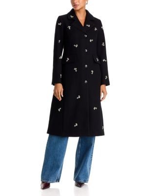 Aqua Embellished Faux Wool Coat - Exclusive, photo 3