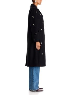 Aqua Embellished Faux Wool Coat - Exclusive, photo 5