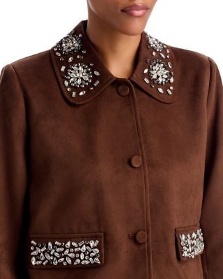Aqua Embellished Faux Suede Jacket - Exclusive, photo 6