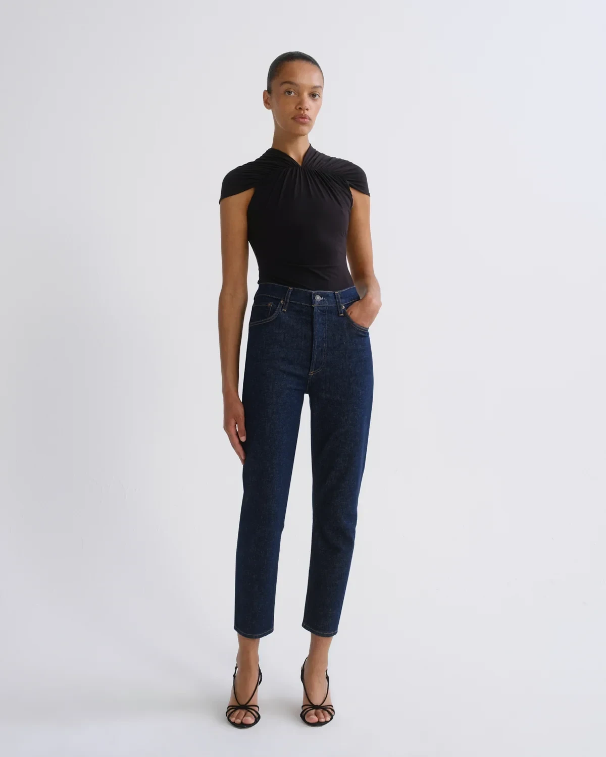 Riley High Rise Straight Crop (Stretch) in Reissue