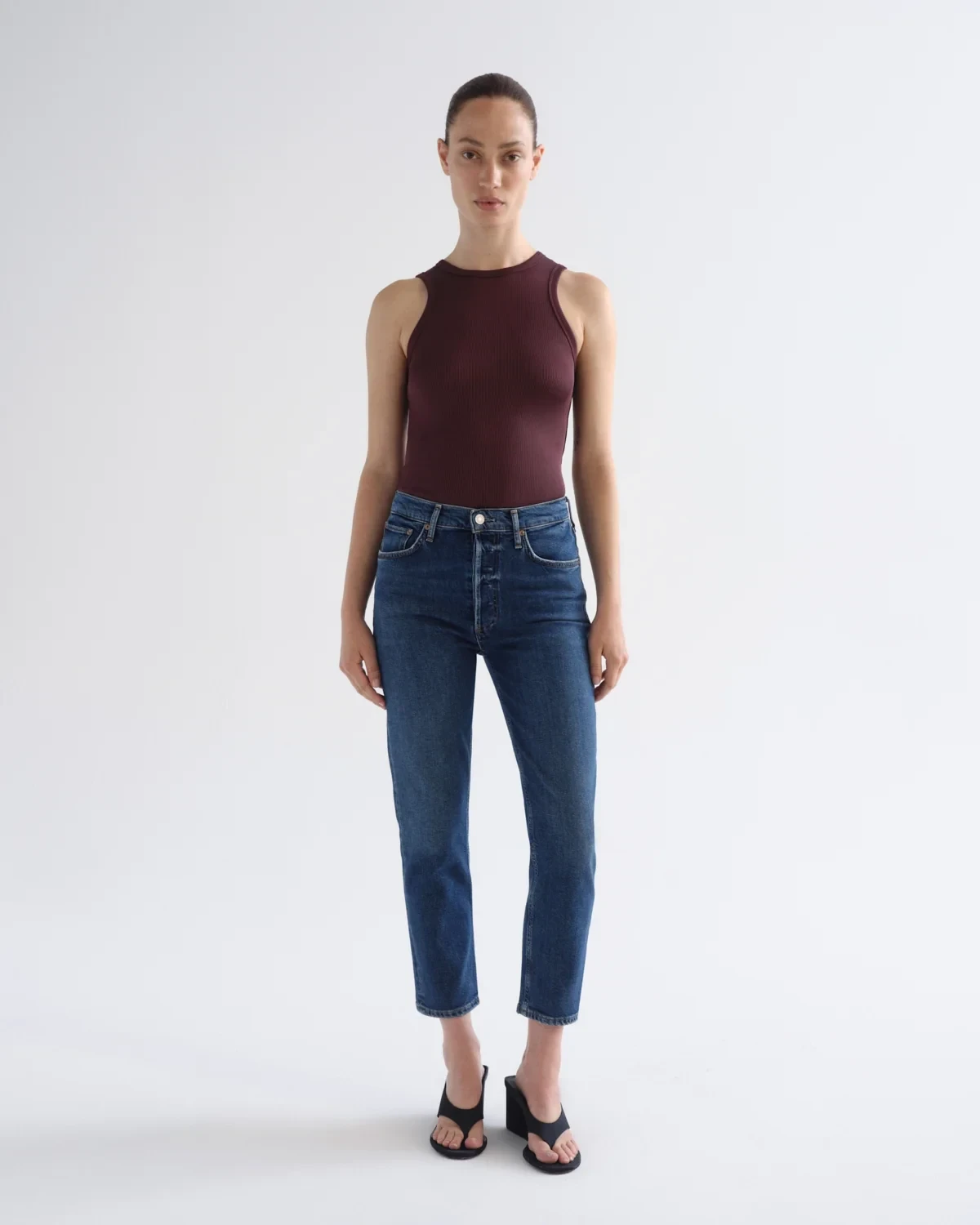 Riley High Rise Straight Crop (Weightless Stretch) in Slick