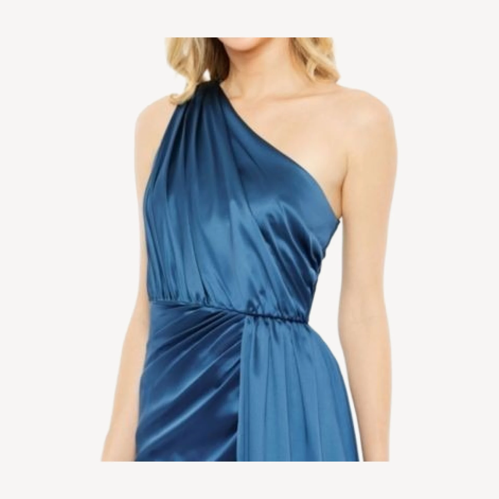 Mac Duggal Draped One Shoulder Satin Gown