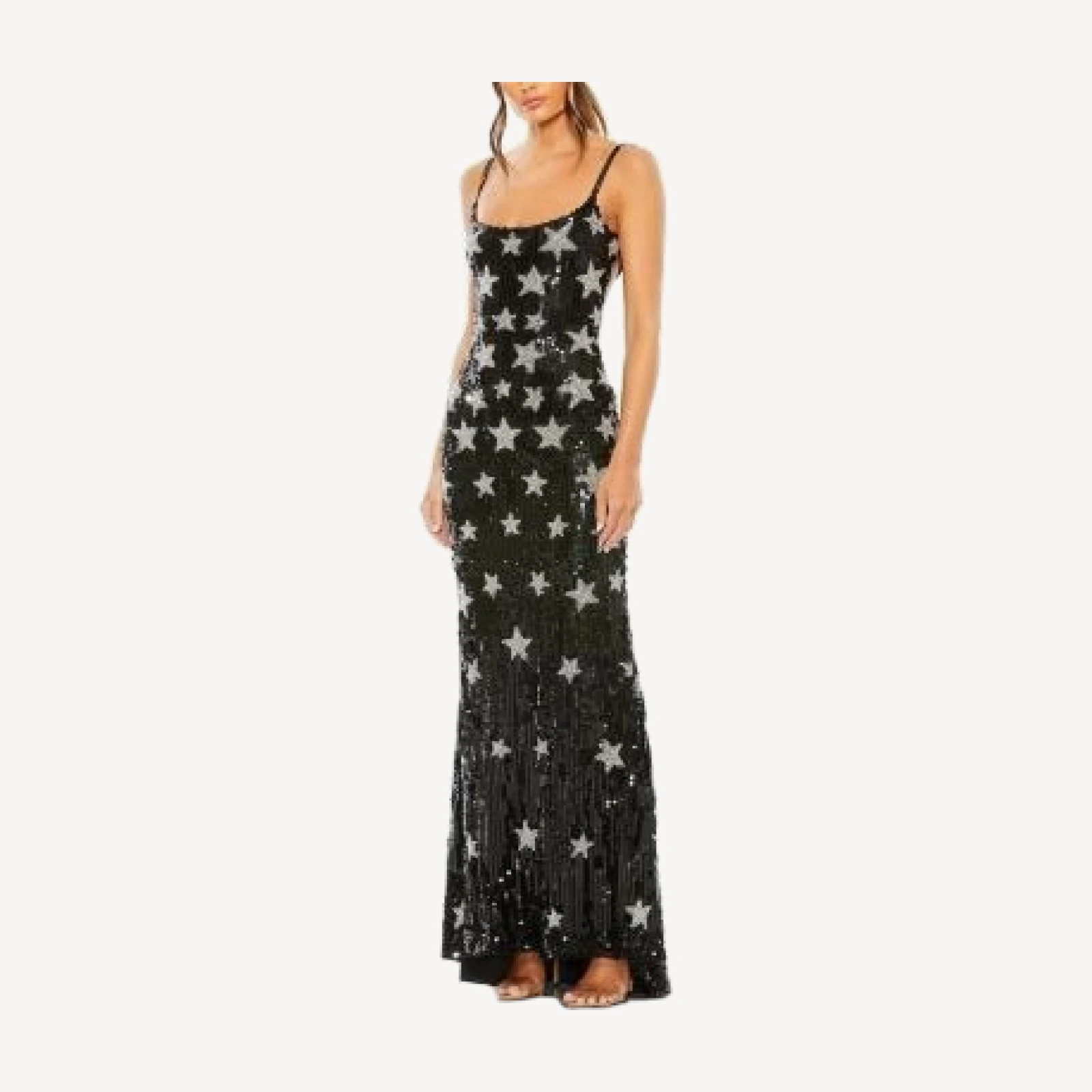 Mac Duggal Star Beaded Detail Cross Back Gown