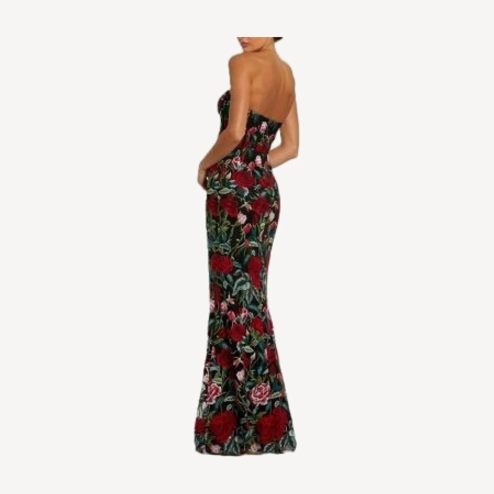 Mac Duggal Sheer Bustier Top Floral Applique Gown
