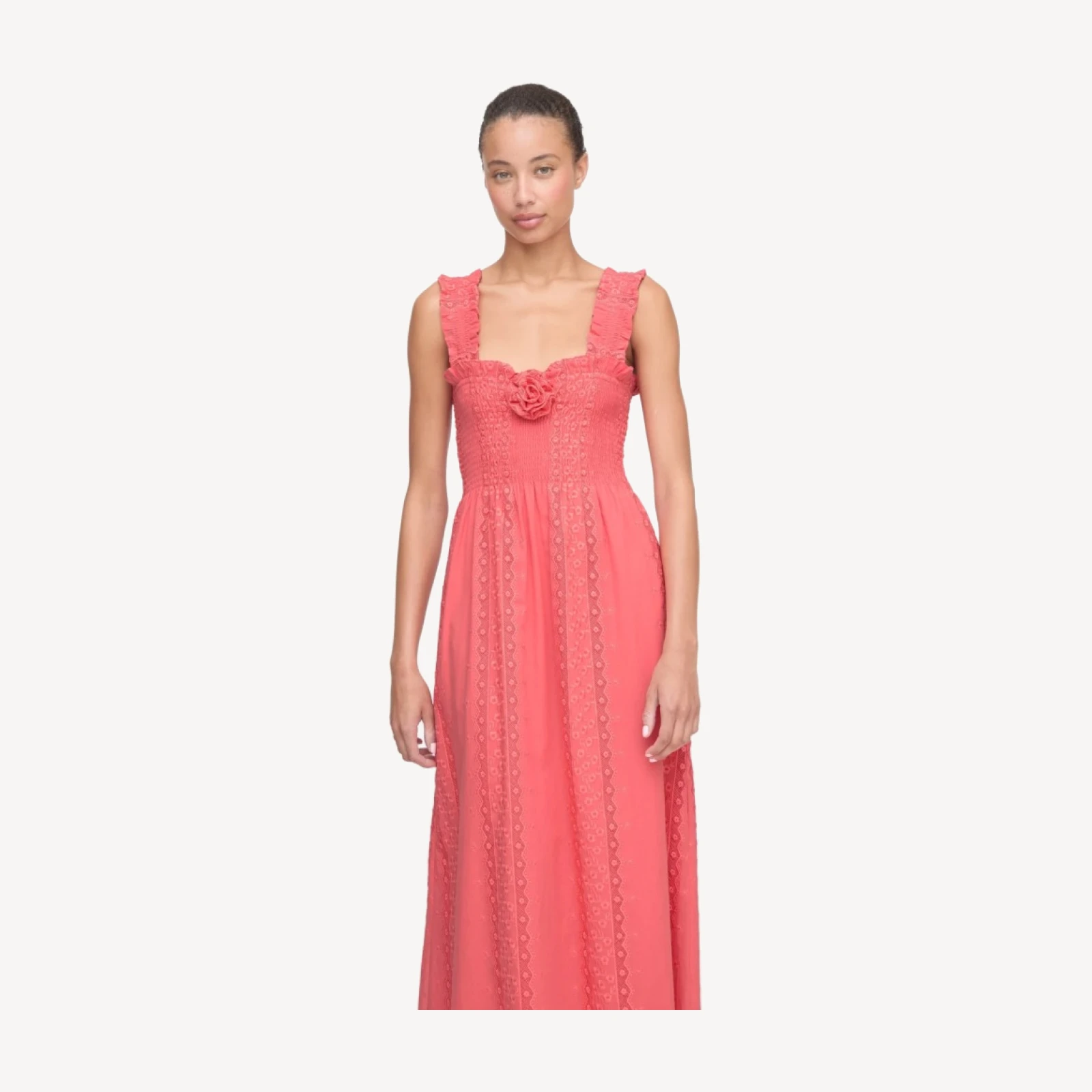The Rosetta Nap Dress - Coral Voile Broderie