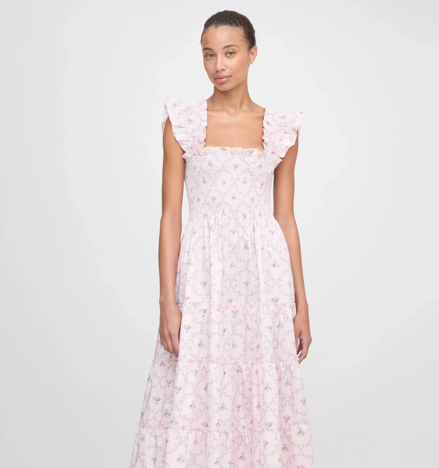 The Ellie Nap Dress - Light Pink Trellis