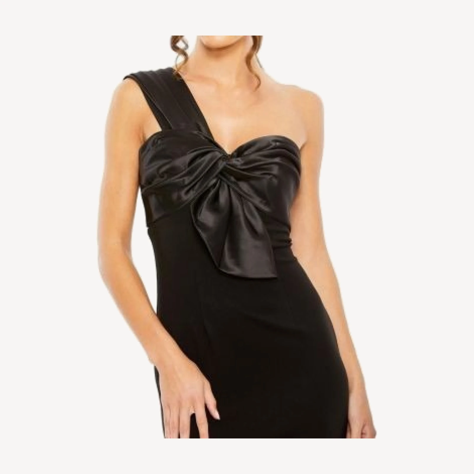 Mac Duggal One Shoulder Pleated Bow Bodice Detail Trumpet Gown