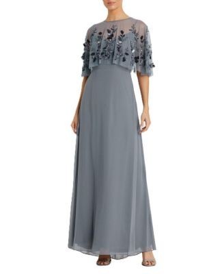Mac Duggal Sleeveless Gown with Embellished Cape