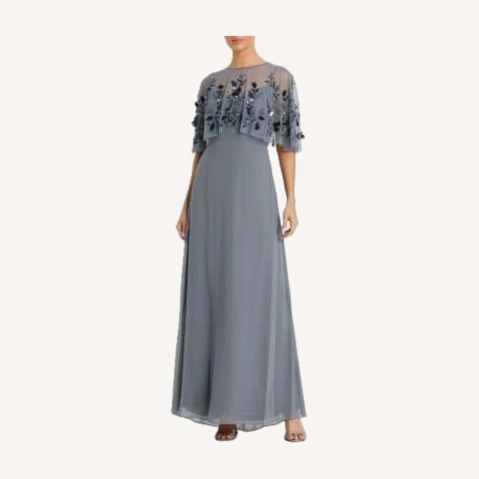 Mac Duggal Sleeveless Gown with Embellished Cape