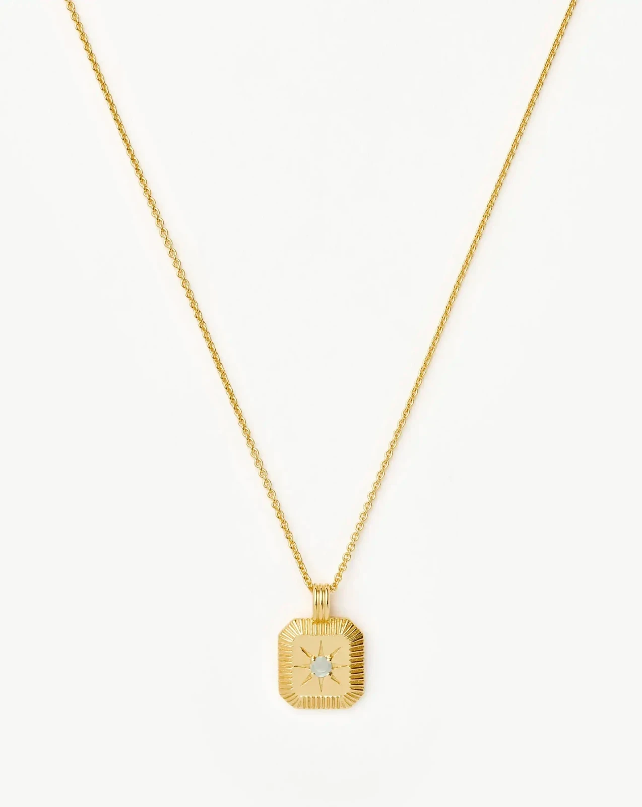 March Birthstone Pendant Necklace | 18ct Gold Vermeil/Milky Aquamarine