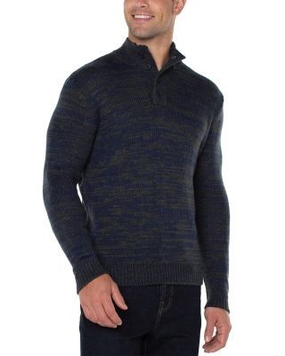 Liverpool Los Angeles Four Button Mock Neck Sweater