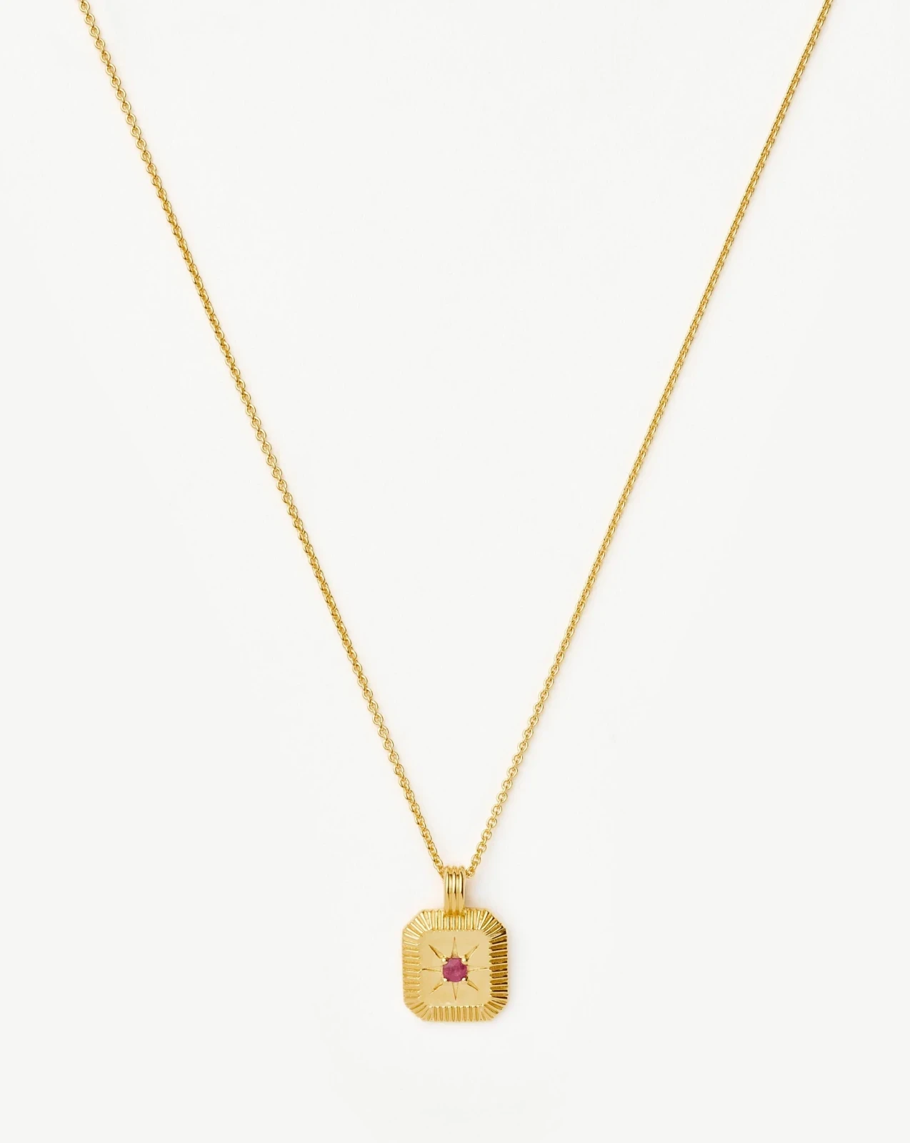 July Birthstone Pendant Necklace | 18ct Gold Vermeil/Glass Filled Ruby