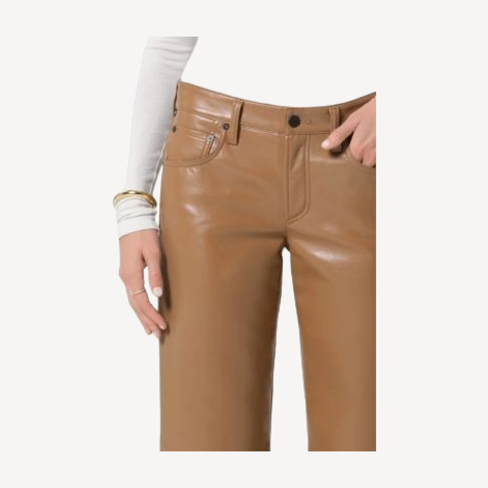 Citizens of Humanity Faye Leather Vintage Straight Jeans in Pale Toffee