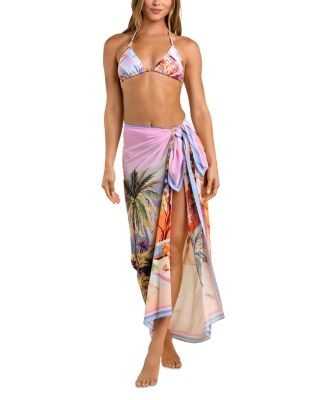 L'Agence Maribel Postcard Print Long Pareo Cover Up, photo 3