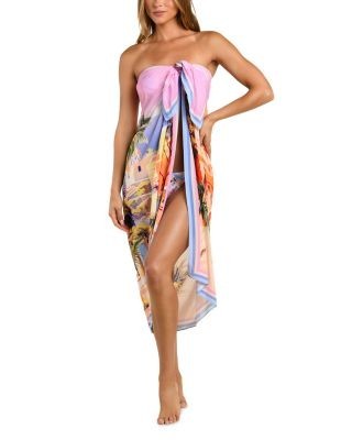 L'Agence Maribel Postcard Print Long Pareo Cover Up, photo 5