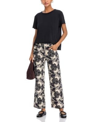 Mother The Mid Rise Rambler Zip Ankle Jeans in Curlycue Black And Cream
