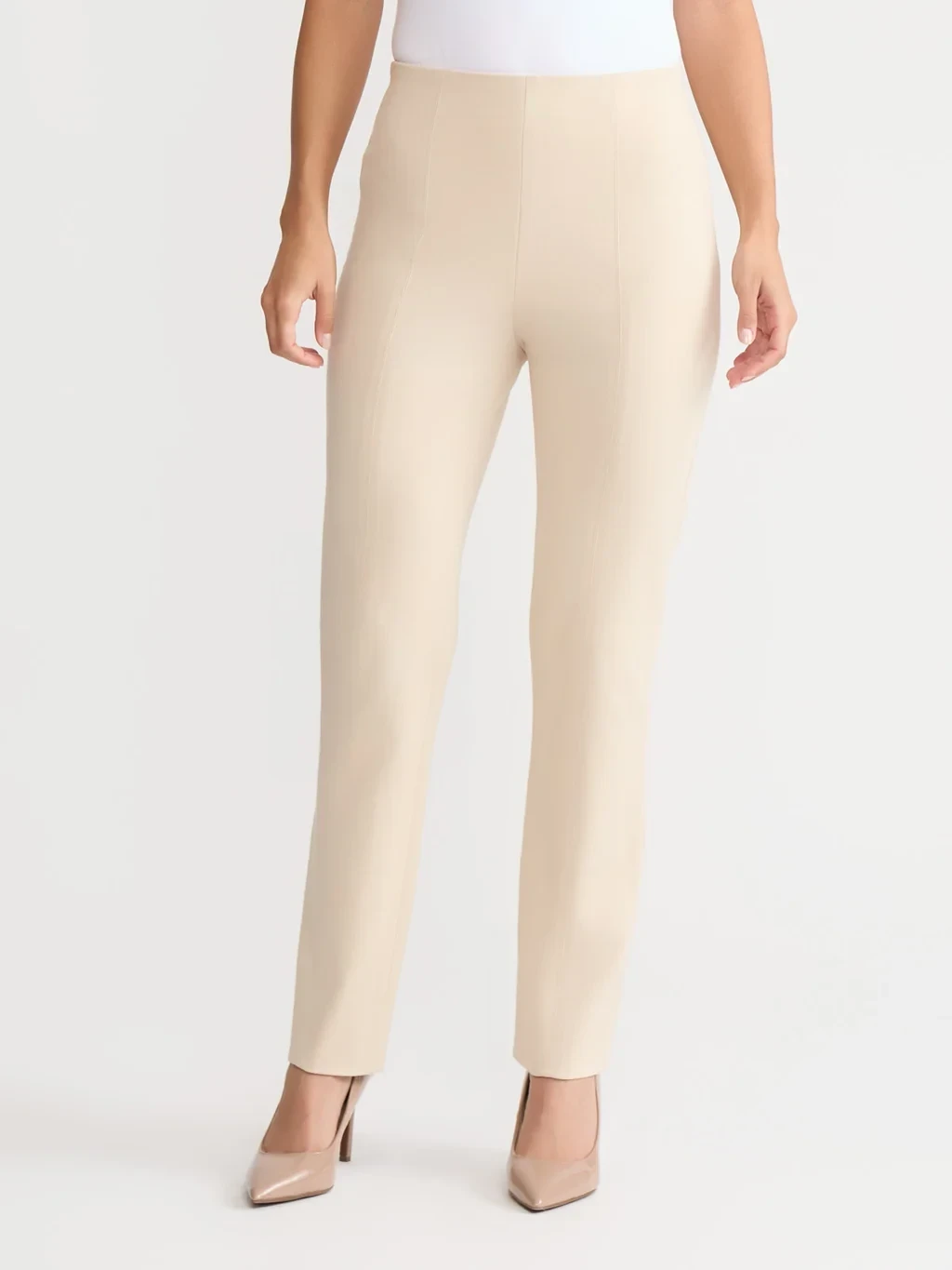 Nia Slim Leg LuxeStretch Ponte Pant, Biscotti