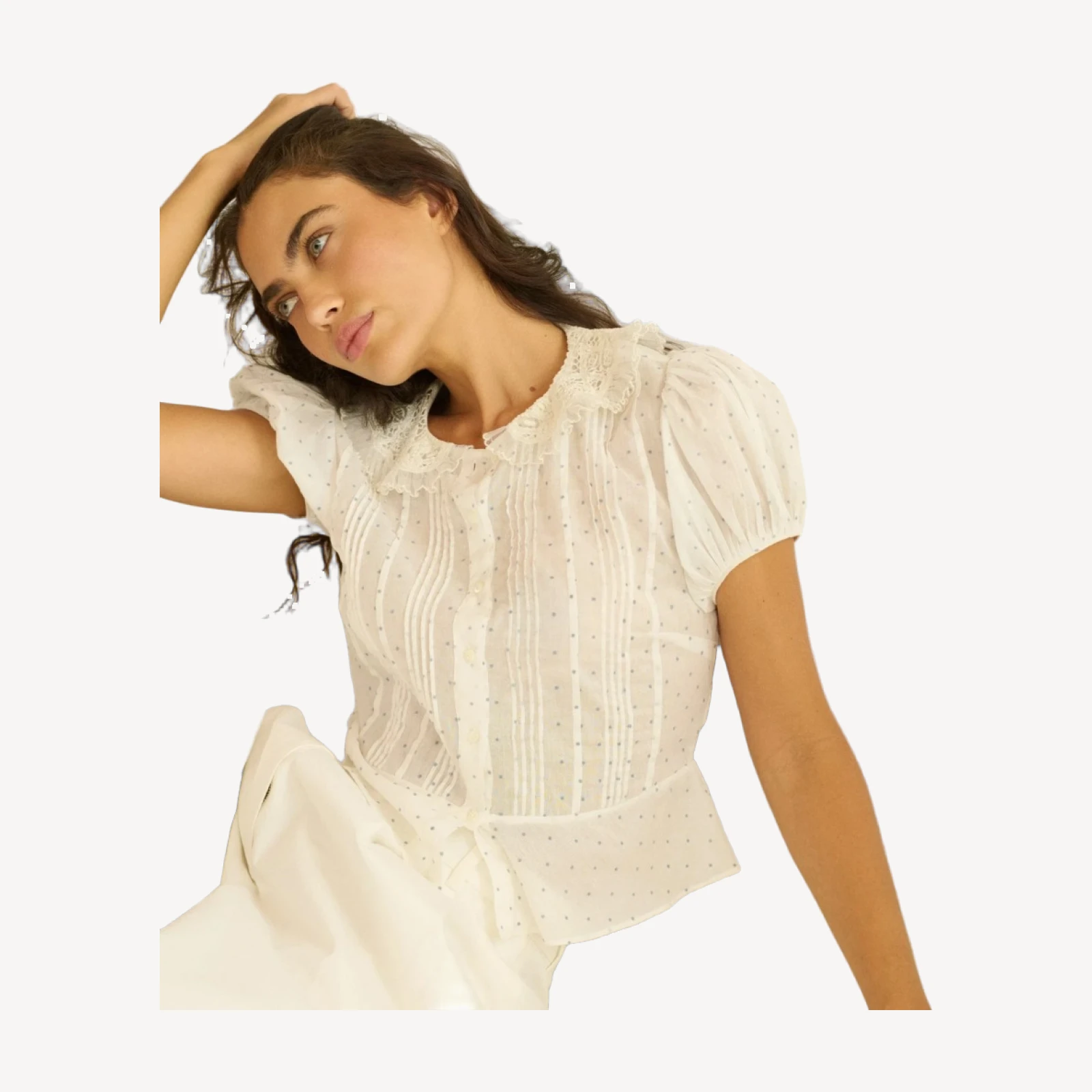 OLETA TOP -- SALT FLOCK DOT