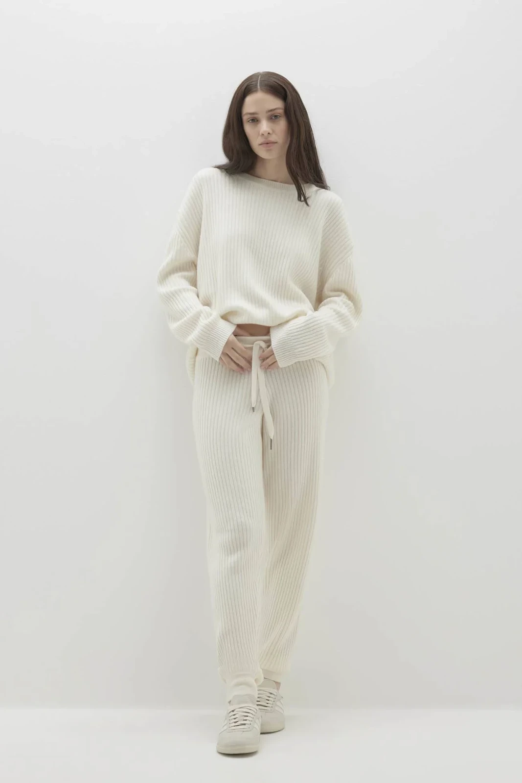HEIDI RIBBED JOGGER PANT - ECRU