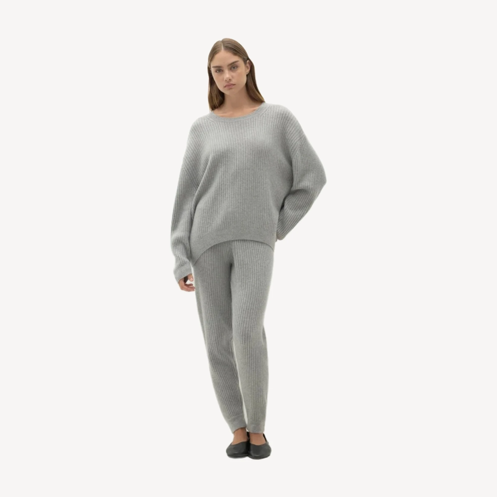 HEIDI RIBBED JOGGER PANT - SHADOW HEATHER