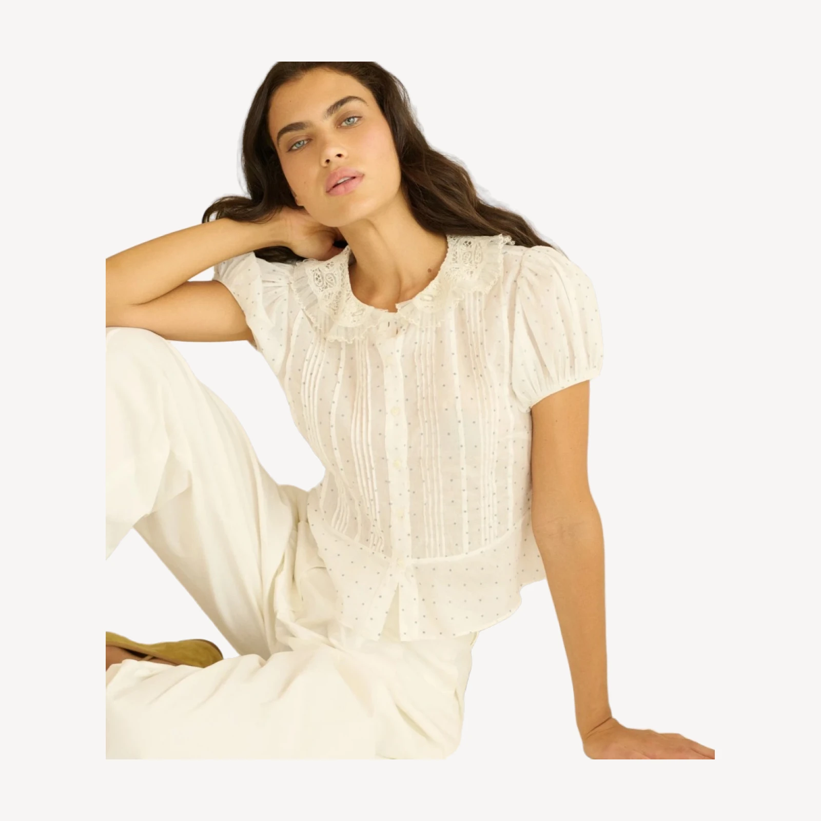 OLETA TOP -- SALT FLOCK DOT