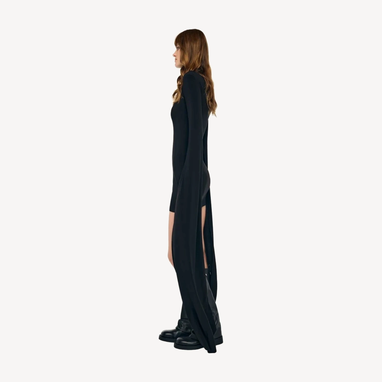 RIBBON SLEEVE TURTLENECK MINI DRESS