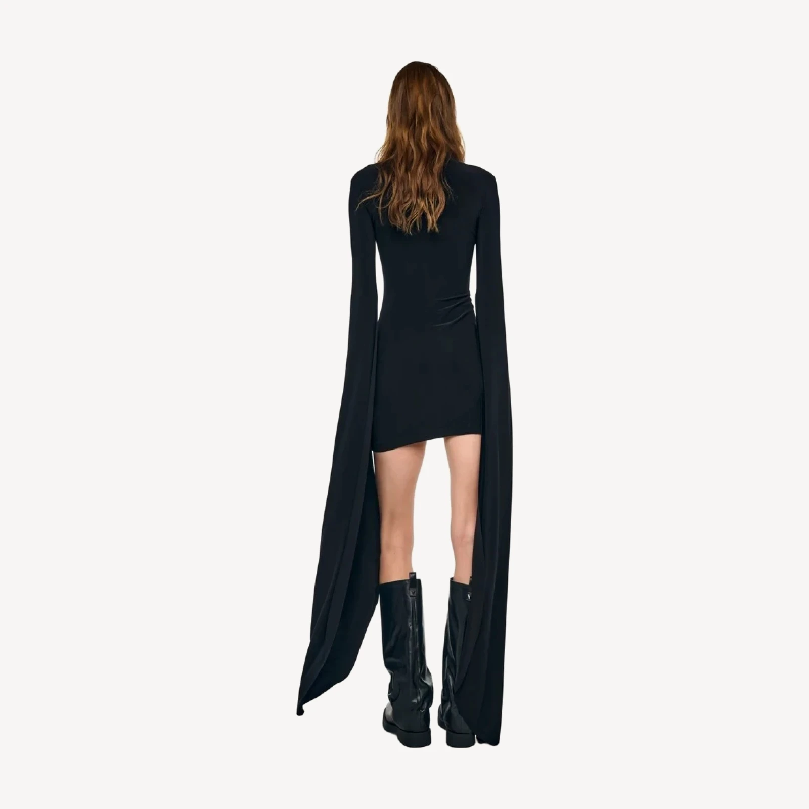 RIBBON SLEEVE TURTLENECK MINI DRESS