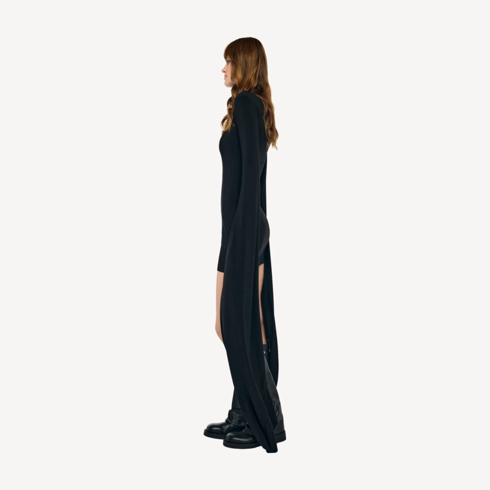 RIBBON SLEEVE TURTLENECK MINI DRESS