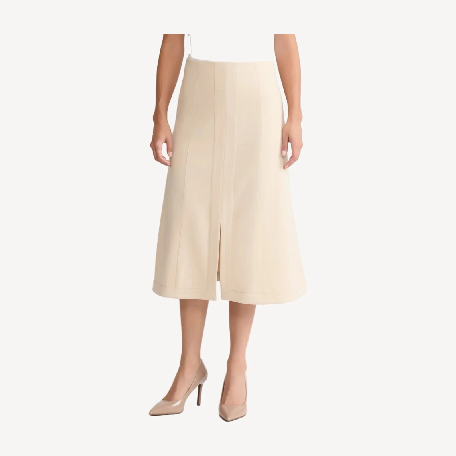A-Line LuxeStretch Ponte Midi Skirt, Biscotti - True Fit