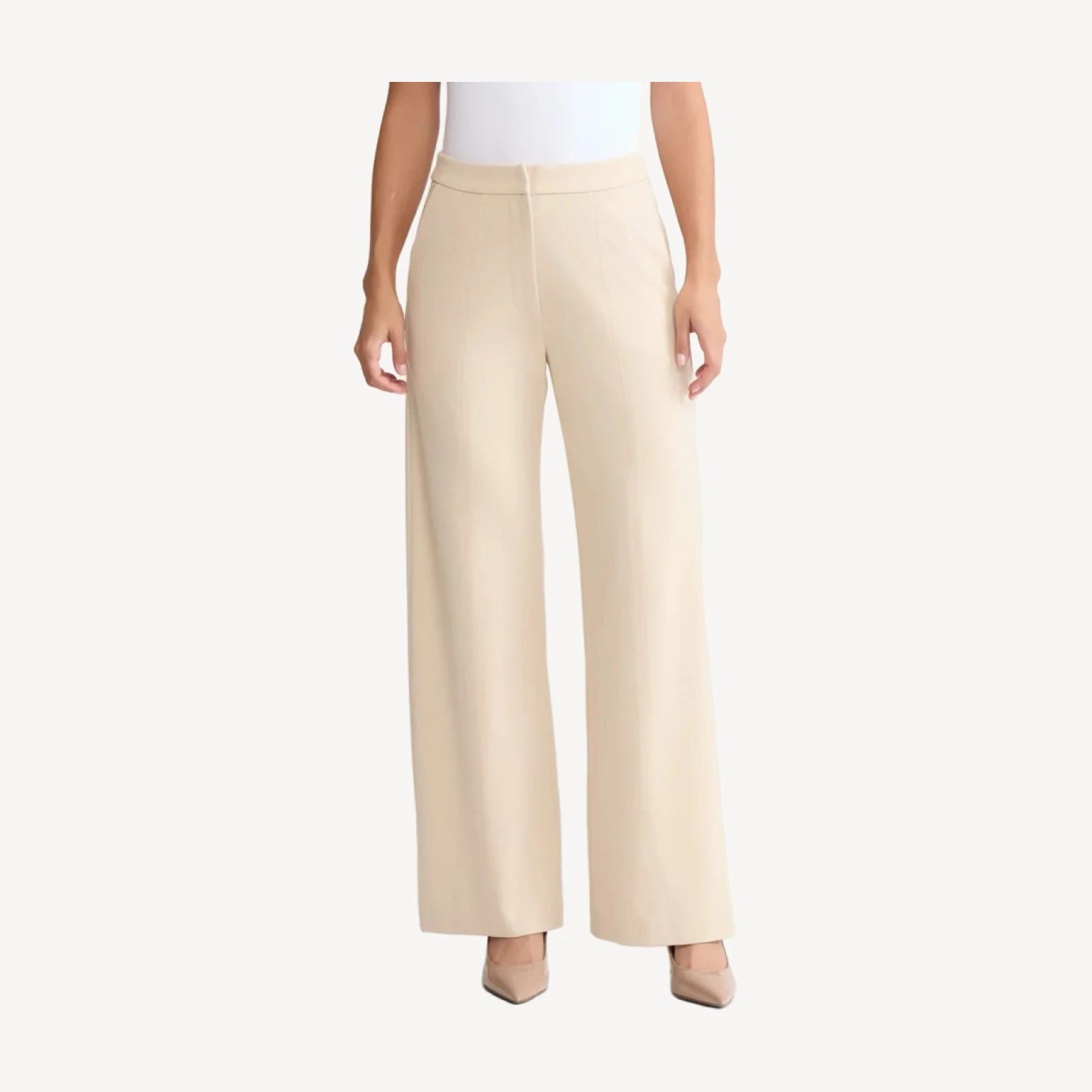 Naomi Wide Leg LuxeStretch Ponte Pant, Biscotti - True Fit