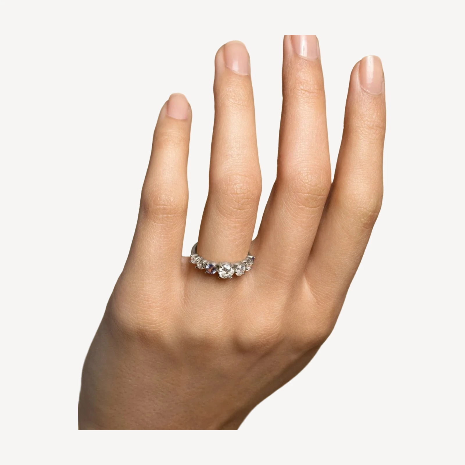 Diamond & Sapphire Line Cluster Ring