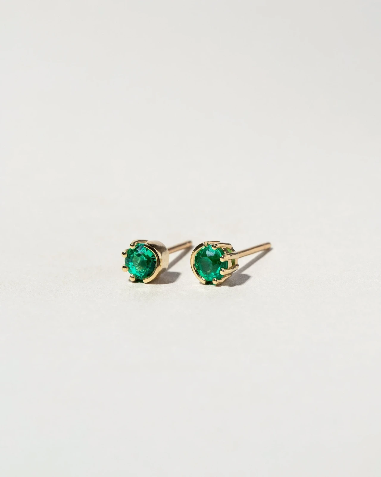 Emerald Sun & Moon Stud Earrings