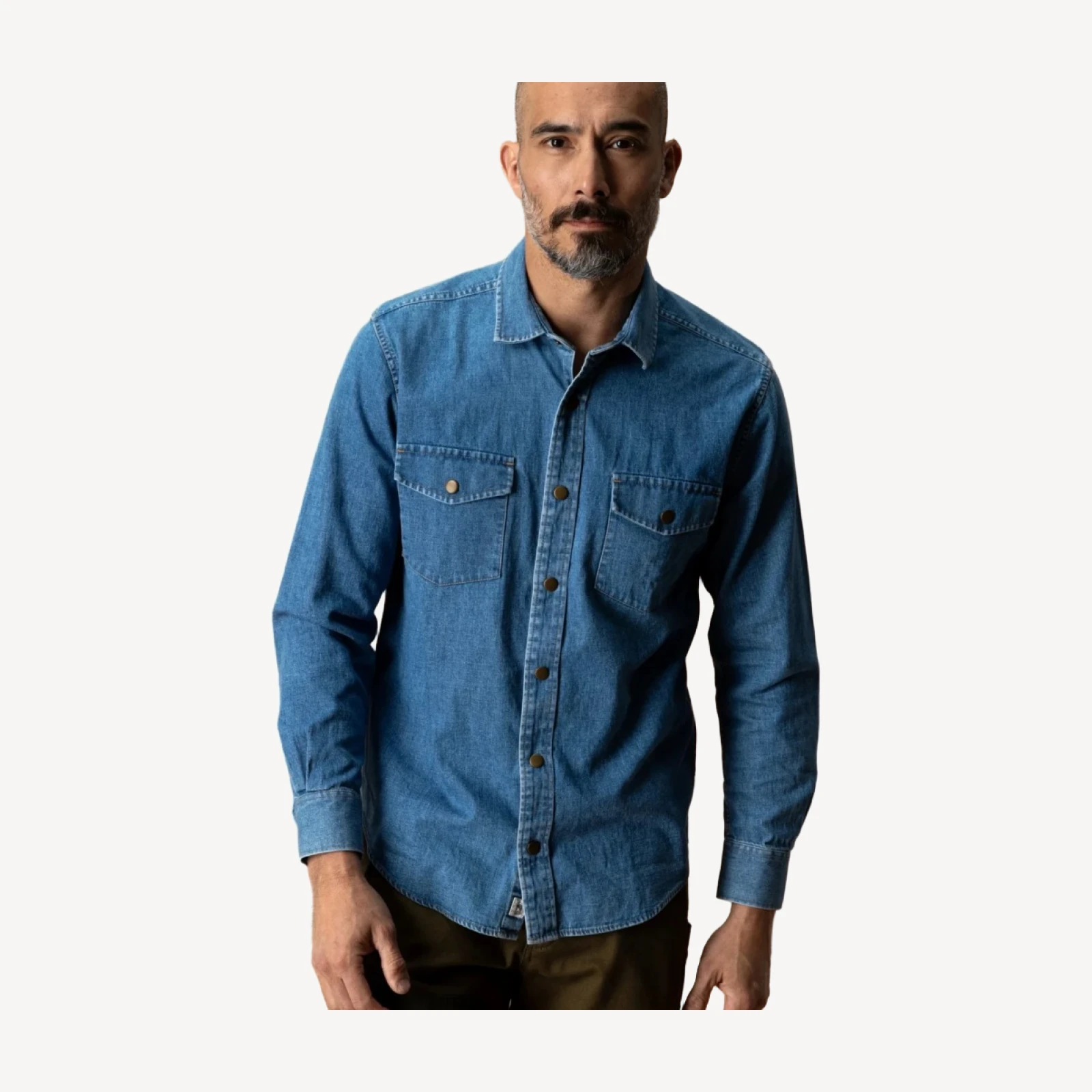 Denim Snap Shirt - Clyde Solid - Indigo Blue