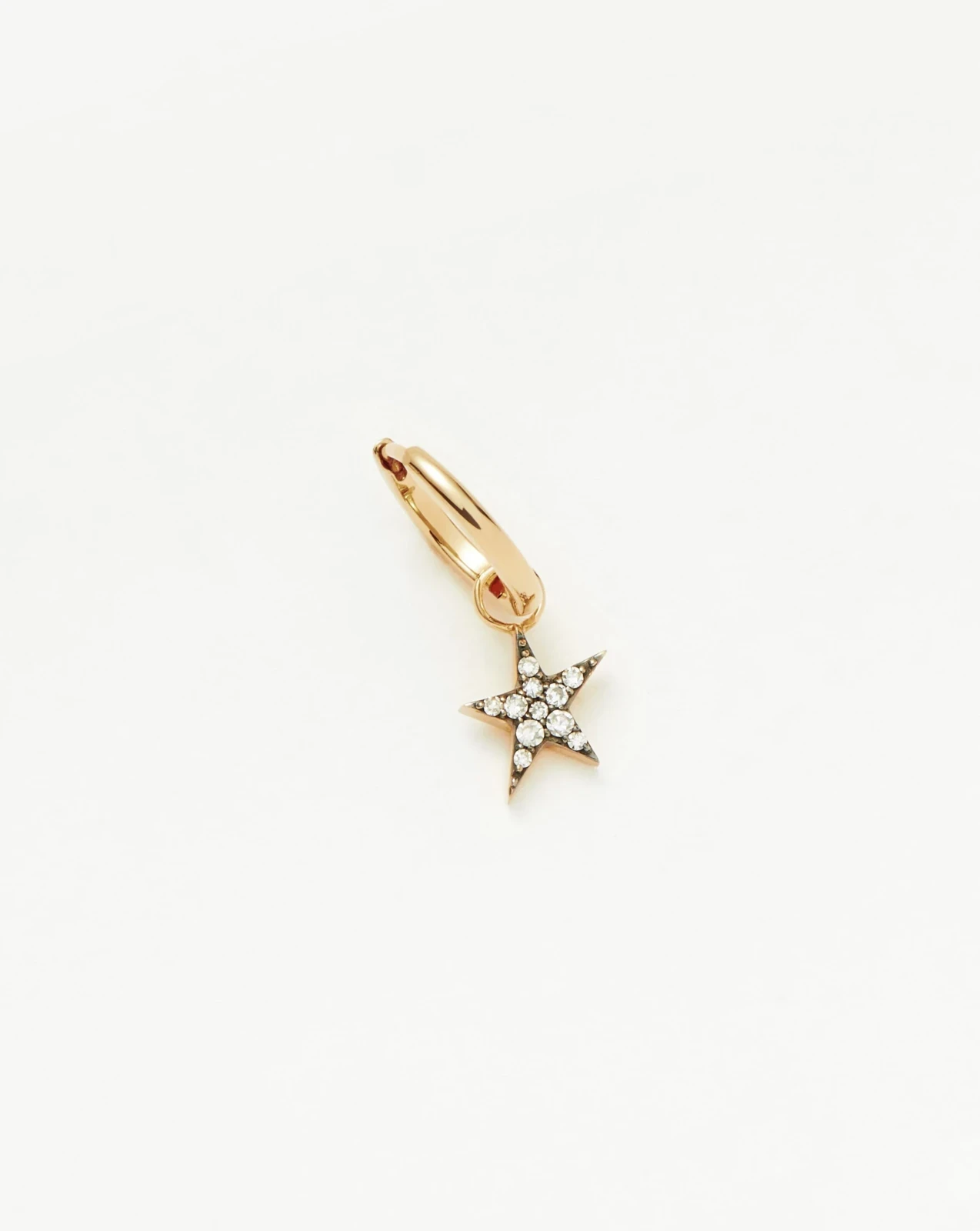 Solid Gold Diamond Single Star Charm Hoop Earring | 9ct Solid Yellow Gold/Diamond